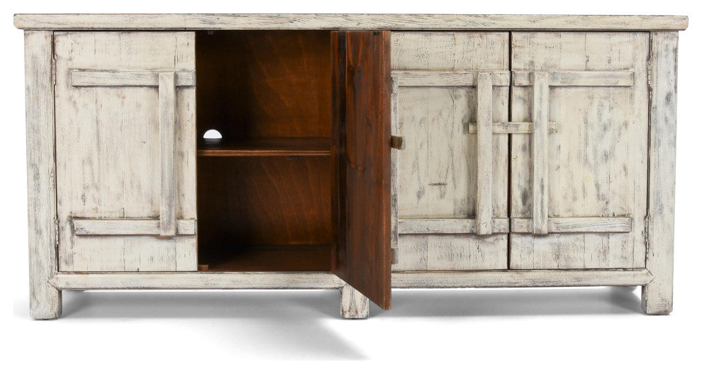 Kosas Home Lagos 74" Reclaimed Pine Wood Antique White Sideboard