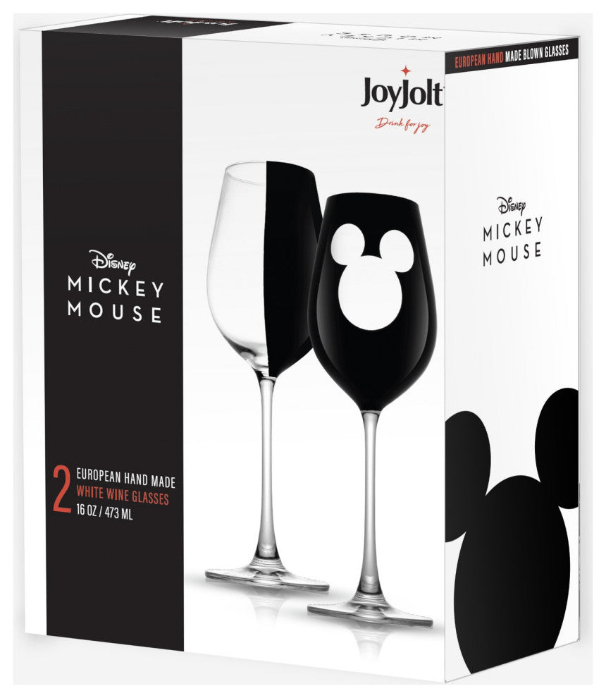 Disney Luxury Mickey Mouse Crystal Stemmed White Wine Glass 16 oz Set of 2