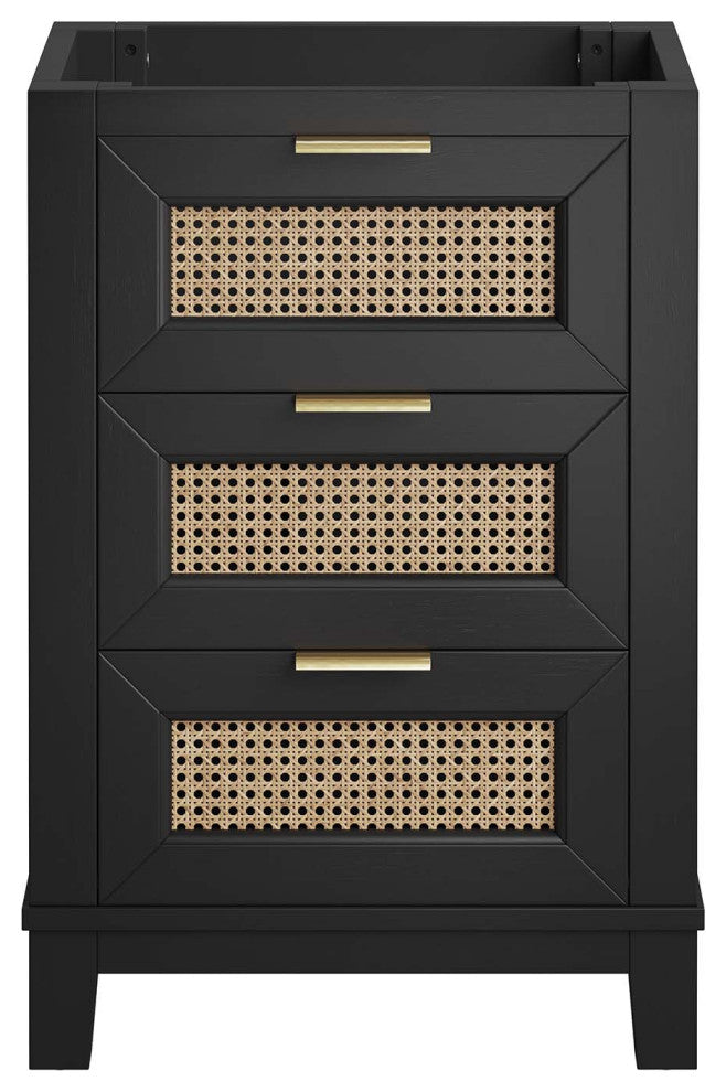 Dixie 24" Solid Wood Bathroom Vanity Cabinet, Sink Basin Not Included, Black