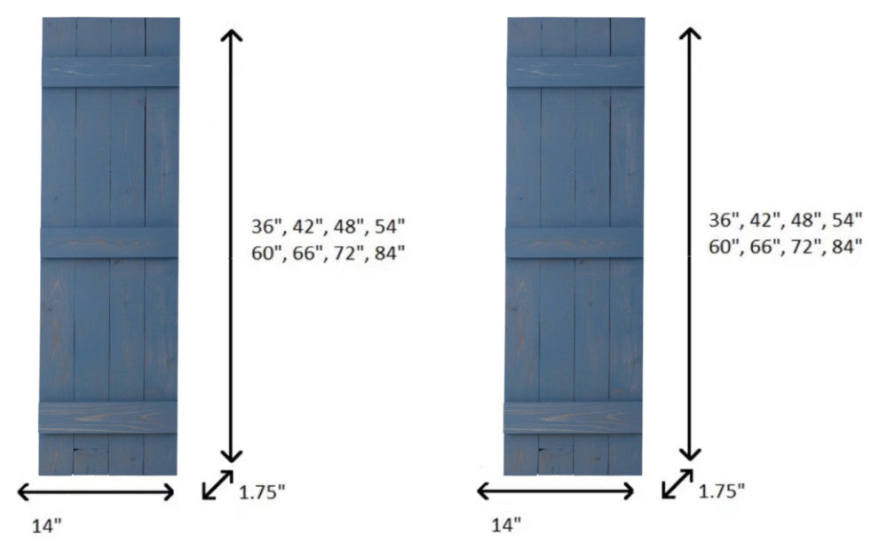 Traditional Board and Batten Exterior Shutters Pair, Provincial Blue, 54"
