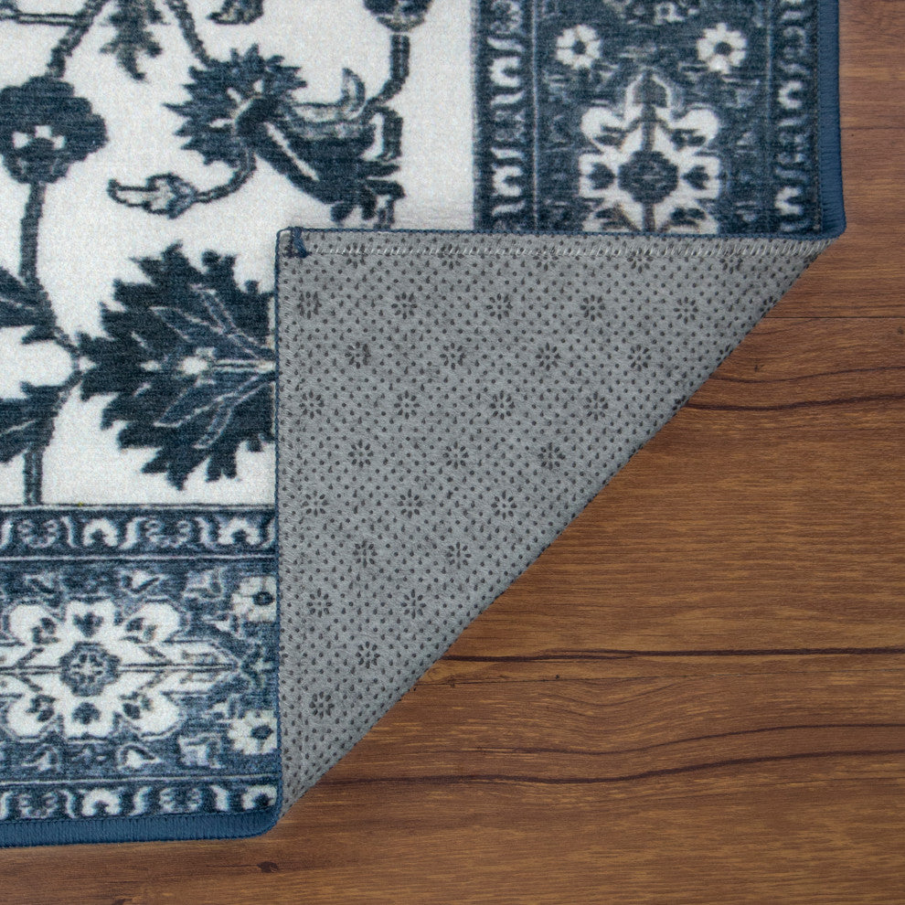 My Magic Carpet Machine Washable Area Rug Ramage Blue 5x7'
