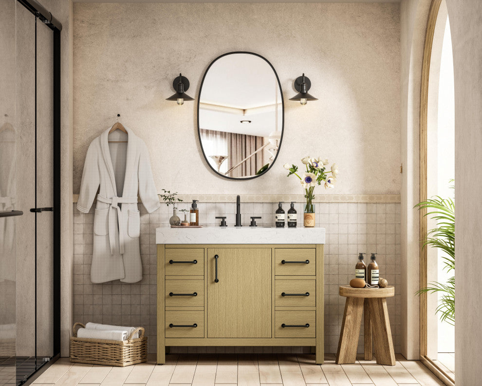 Home Living 42" Single Bathroom Vanity, Honey Brown