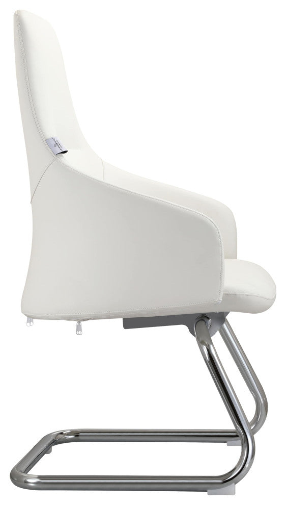 LeisureMod Celeste Leather Conference Office Chair With and Armrest, White