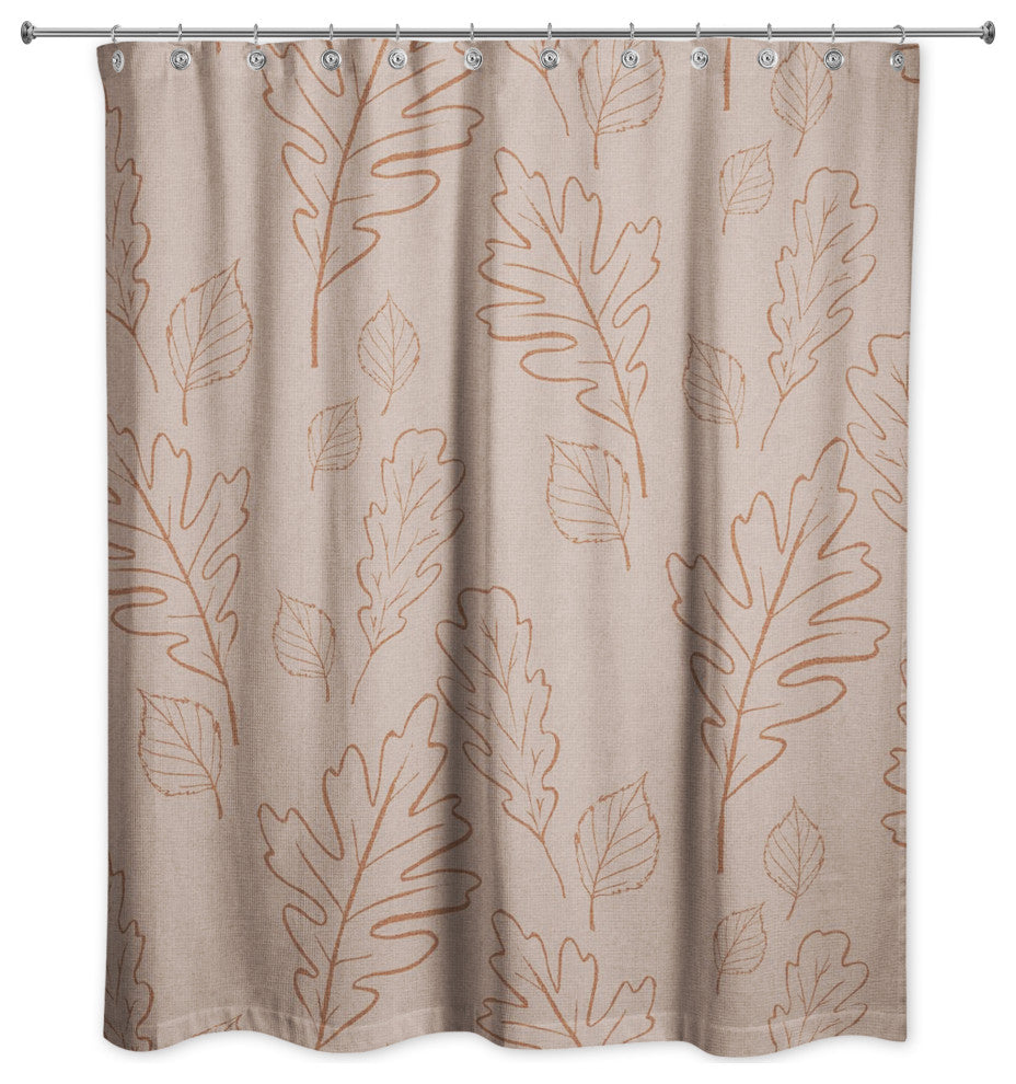 Dusty Rose Large Leaf Pattern 71x74 Shower Curtain