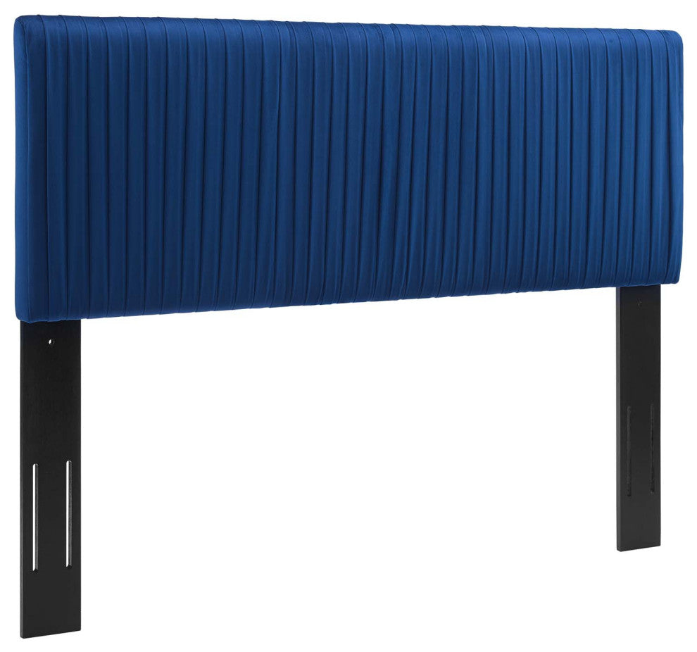 Eloise Channel Tufted Performance Velvet Twin Headboard-Navy