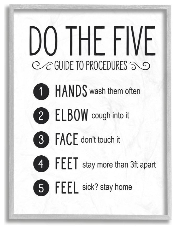 Five Procedures of Cleanliness Virus Office Sign ,1pc, each 11 x 14