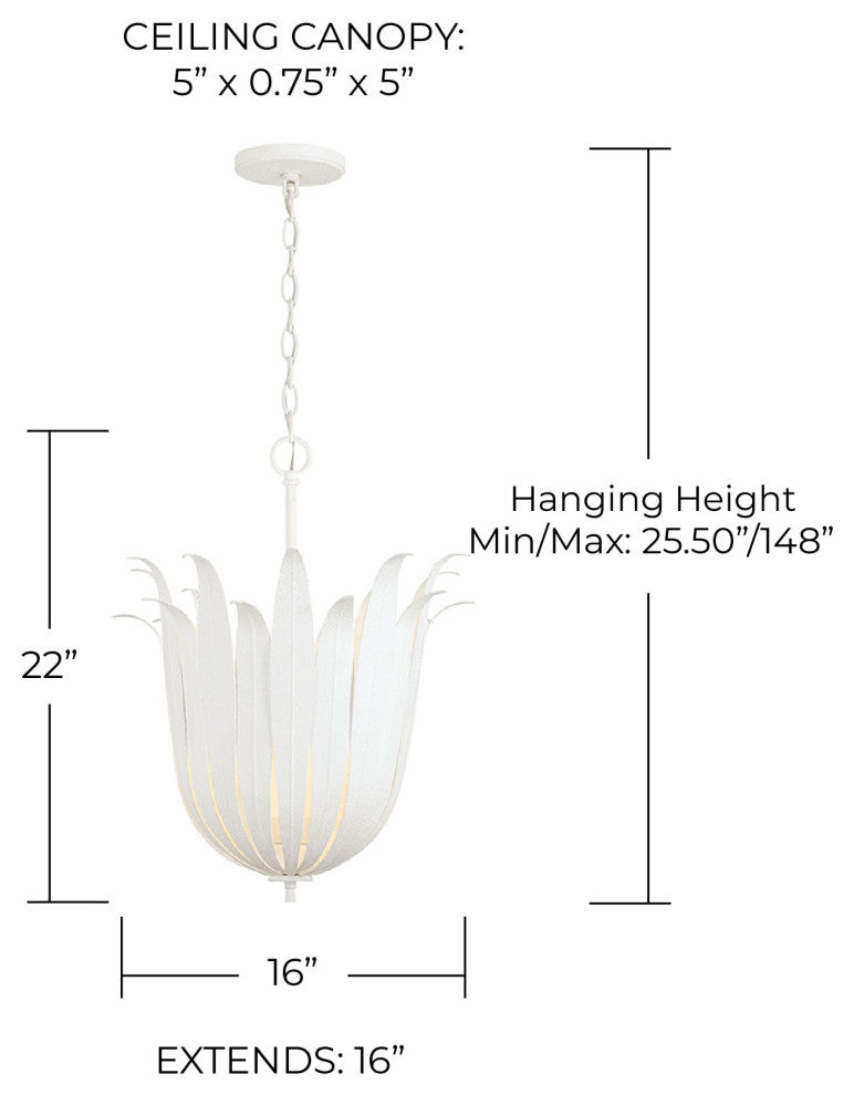 Capital Lighting 349542 Eden 4 Light 16"W Pendant - Textured White