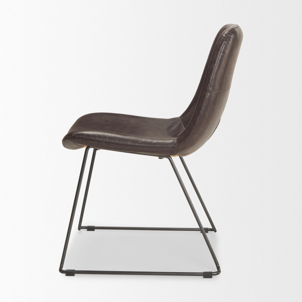 Sawyer I Dining Chair, Set of 2, Black, Genuine Leather