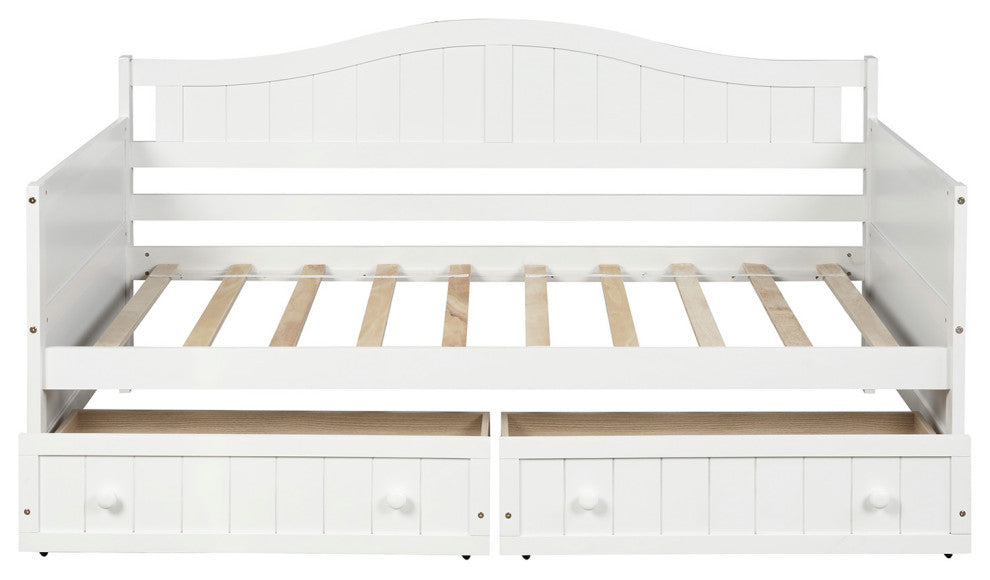 Gewnee Wood Twin Size Daybed with 2 Drawers in White