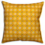 Yellow Cross-Stitch Printed Pattern Throw Pillow, 16"x16"