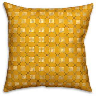 Yellow Cross-Stitch Printed Pattern Throw Pillow, 16"x16"