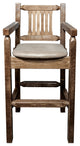 Captain's Barstool, Stain and Lacquer Finish, Upholstered Seat, Buckskin Pattern