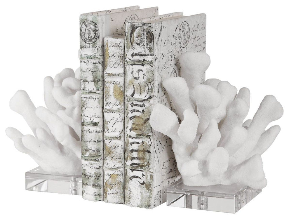 Uttermost Charbel White Bookends, Set of 2