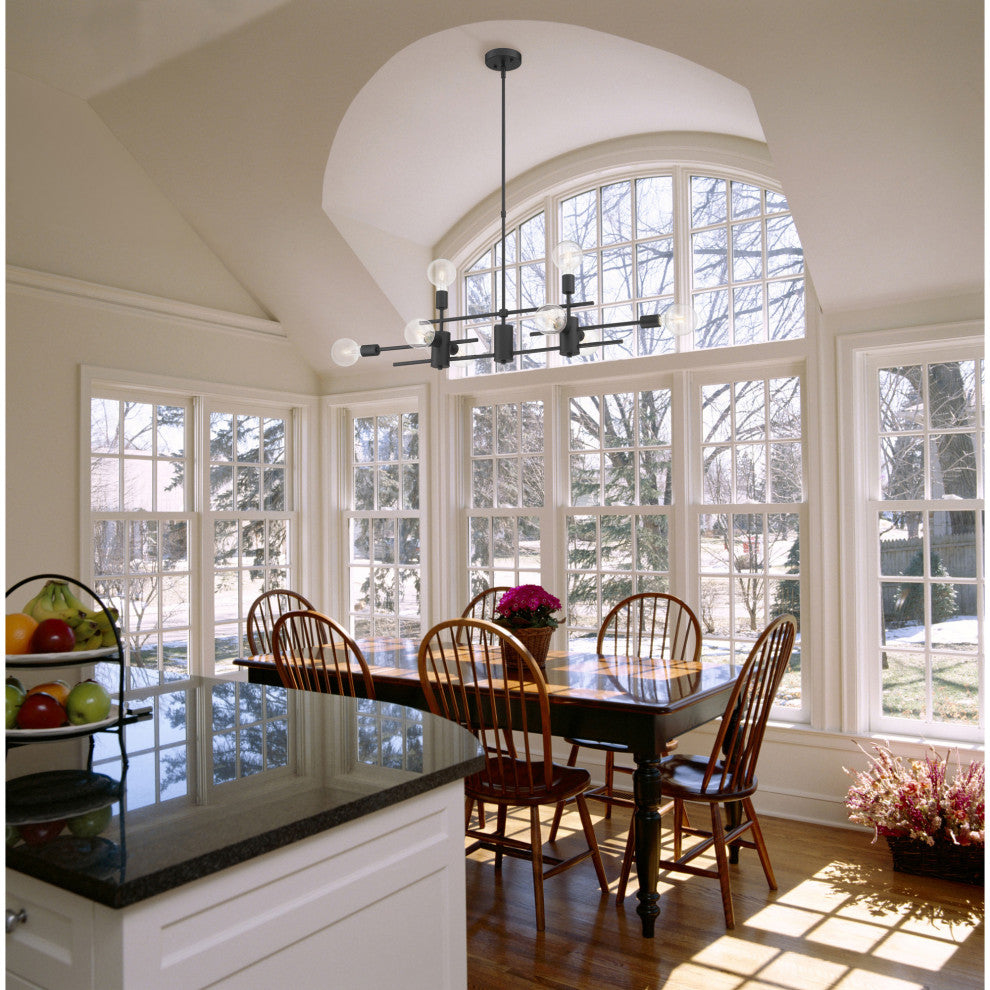 Delphi- 8 Light Island Pendant - Black Finish