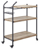 Serving Cart With Wheels, Wine Rack and Glass Holder, Oak and Sandy Black