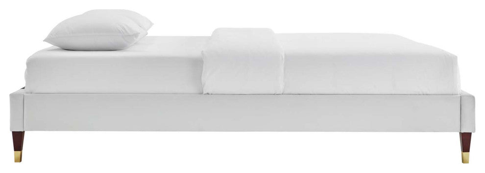 Harlow Twin Performance Velvet Platform Bed Frame-Light Gray