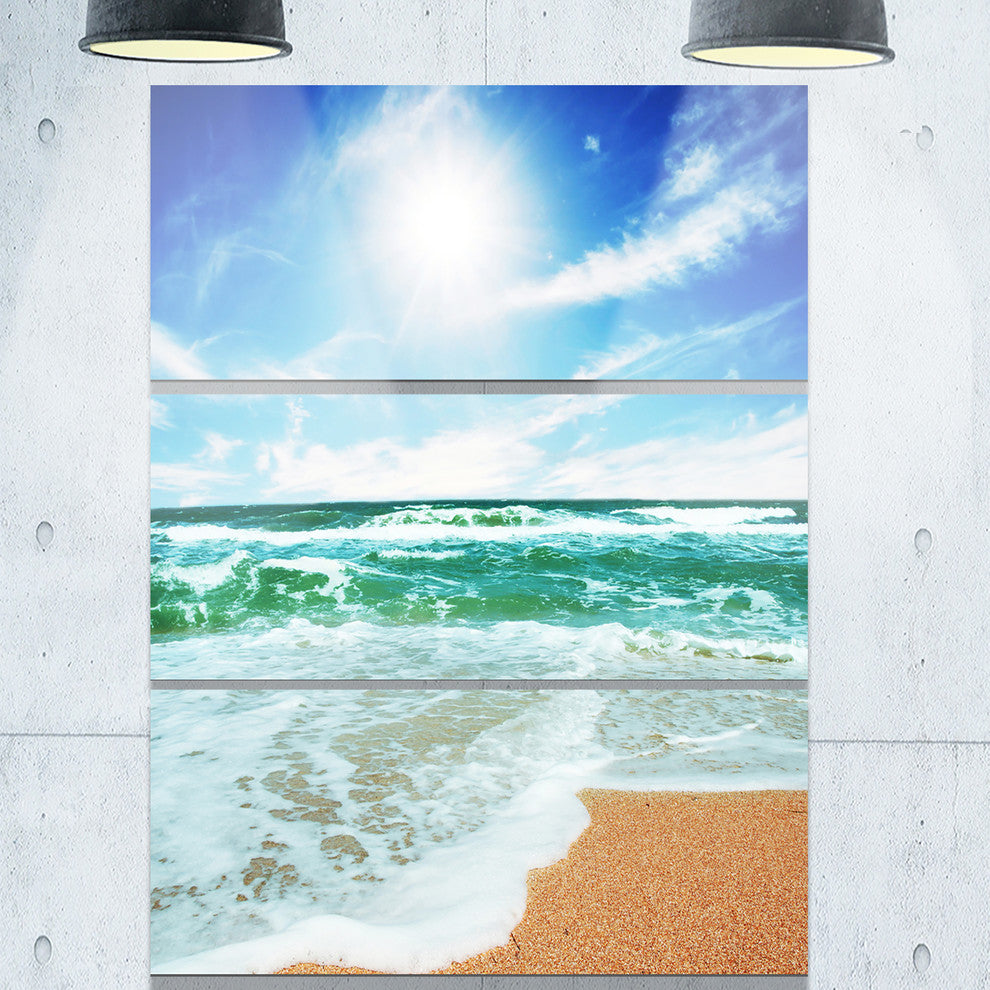 "Vibrant Summer Sea at Daylight" Beach Metal Wall Art, 3 Panels, 28"x36"