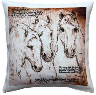 Leonardo's Dogs Andalusian Horses Throw Pillow