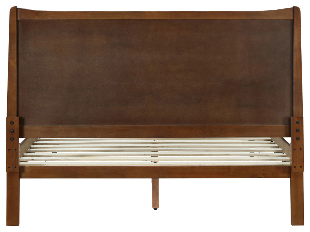 Agatha Rustic Wooden Queen Platform Bed, Walnut