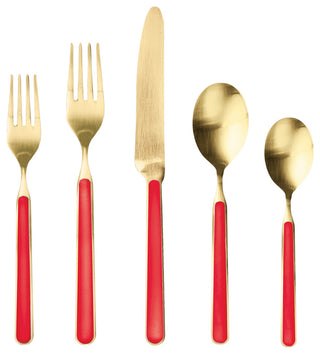 Fantasia Ice Gold Flatware Set, Red, 20 Pcs.