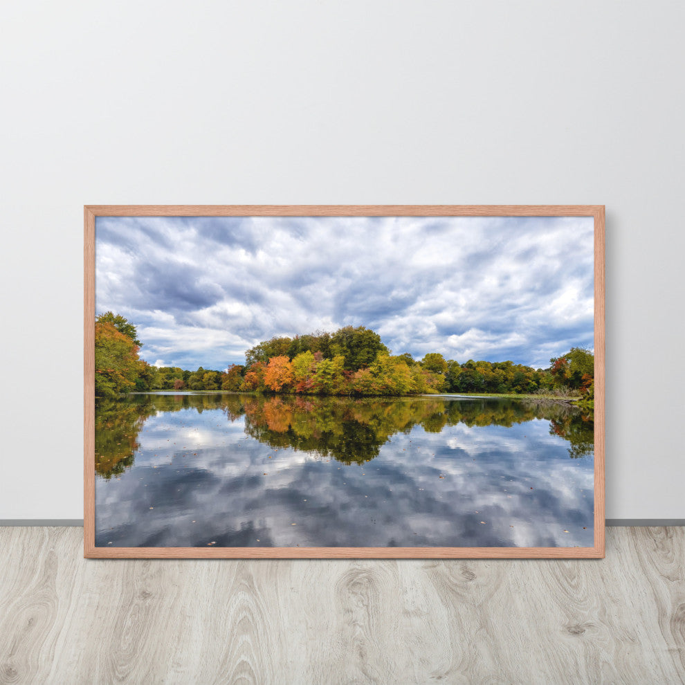 Autumn Reflections Rural Landscape Framed Photo Paper Wall Art Prints, Red Oak, 24" X 36"