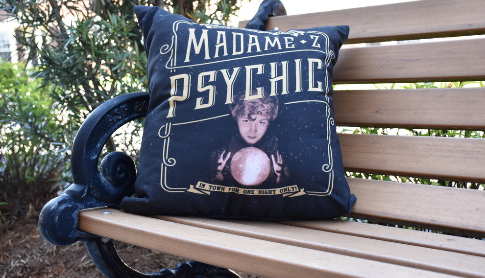 Madame Psychic Halloween Print Decorative Throw Pillow, Gold/Yellow, 16"