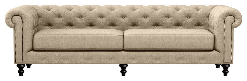 Nativa Interiors London 103" Sofa, Flax, Deep Plush Depth