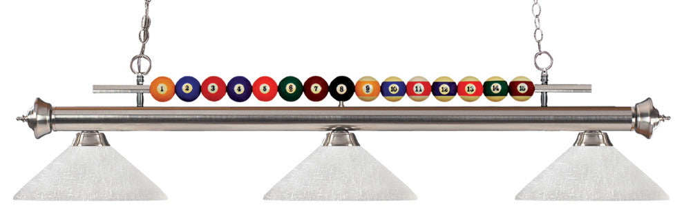 Shark Collection 3 Light Billiard Light in Brushed Nickel Finish