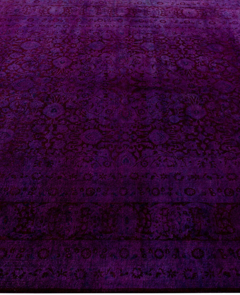 Overdyed One-of-a-Kind Hand-Knotted Area Rug Purple, 6' 2" x 9' 3"