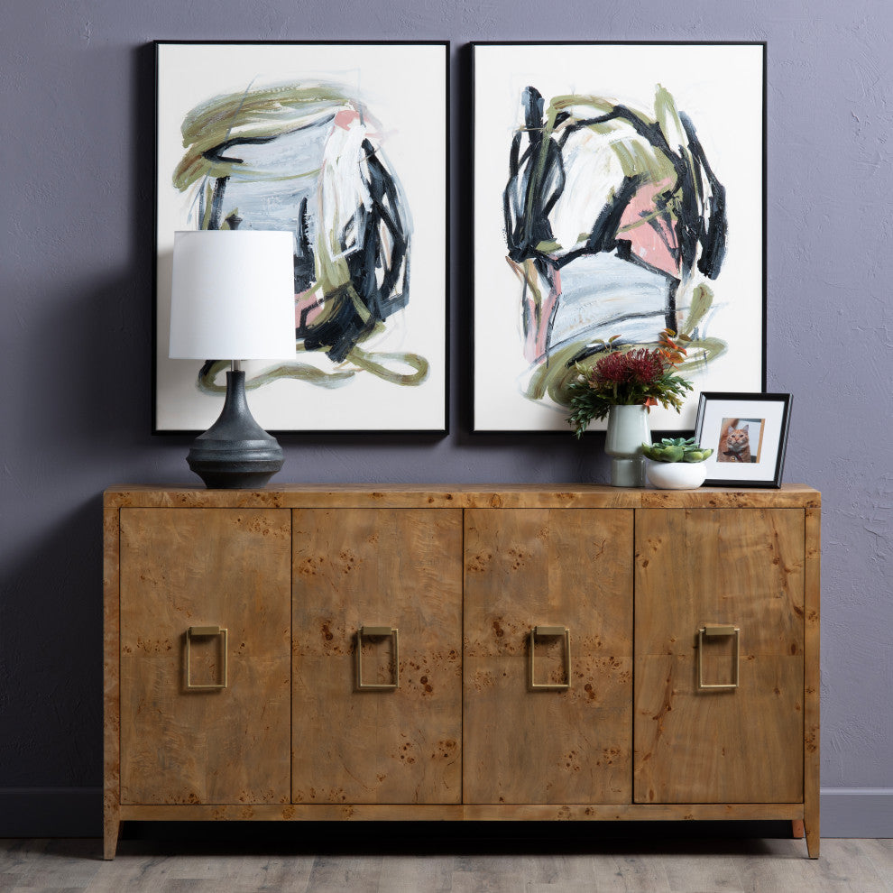 Richmond Mappa Burl Four Door Media Credenza Sideboard