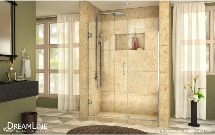 Unidoor Plus 60-60 1/2"Wx72"H Frameless Hinged Shower Door, Oil Rubbed Bronze