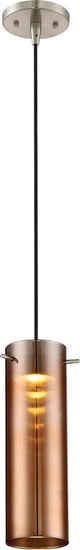 Nuvo 1-Light Pulse LED Mini Pendant Copper Glass Light Fixture, Brushed Nickel