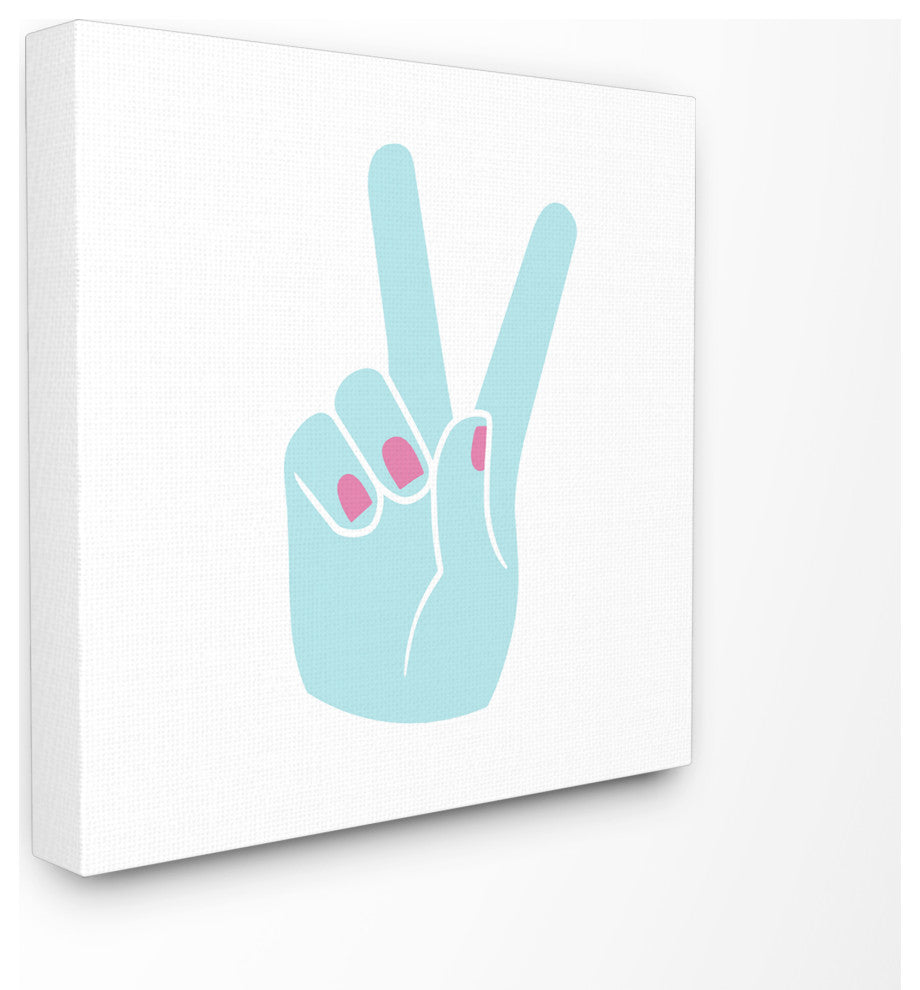 Stupell Industries Peace Hand Teal With Pink Nail Polish, 24"x24" , Canvas