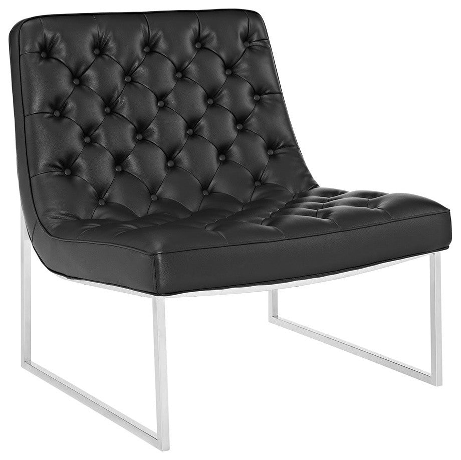 Modern Black Ibiza Upholstered Vinyl Lounge Chair