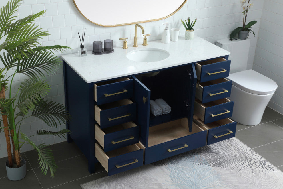 Isabel 54" SIngle Bathroom Vanity, Blue