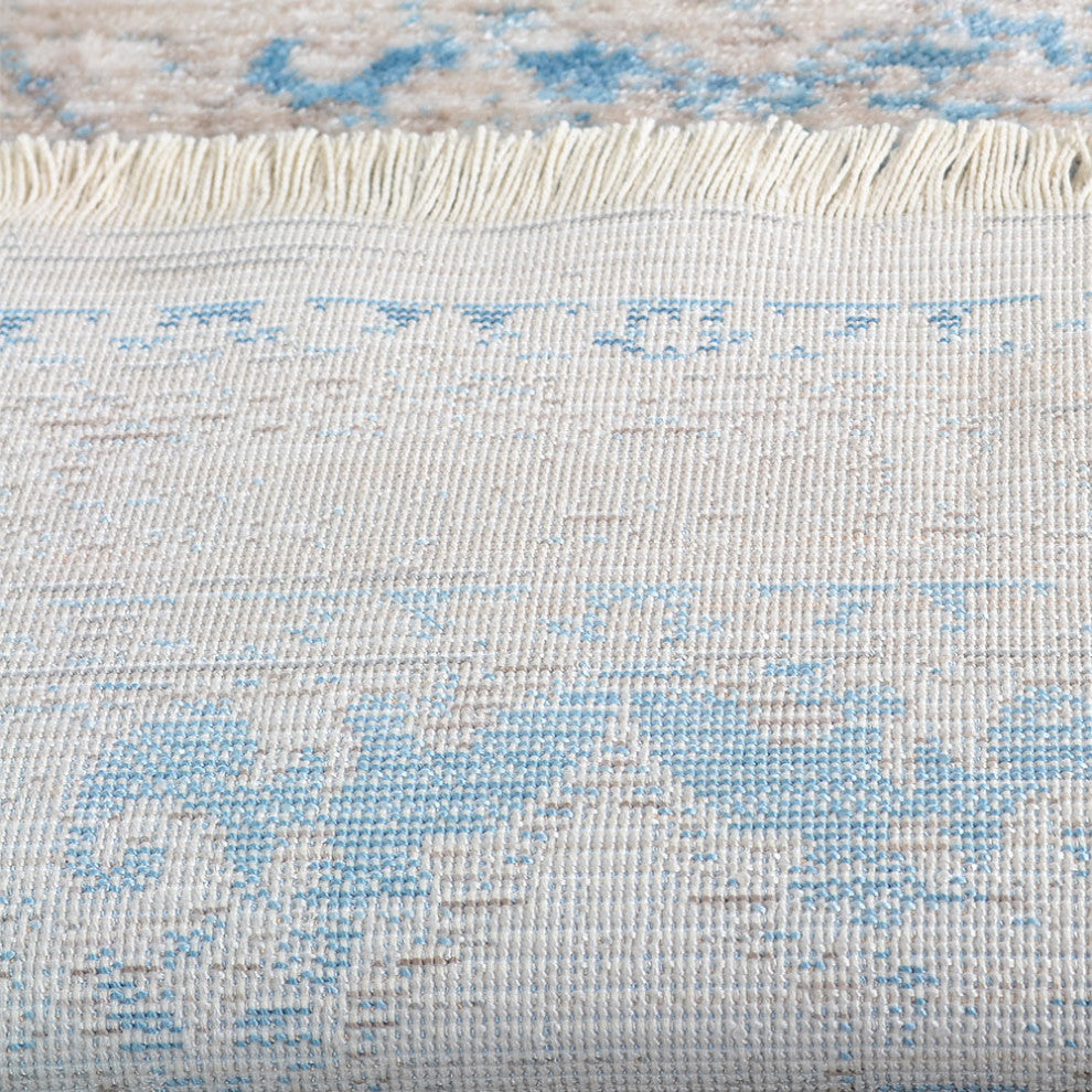 MACHINE MADE POLYESTER AREA RUGS  -Ivory Blue Color, Oriental ,Living room rugs