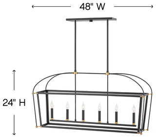 Hinkley Lighting 4054 Selby 6 Light 48"W Taper Candle Linear - Black