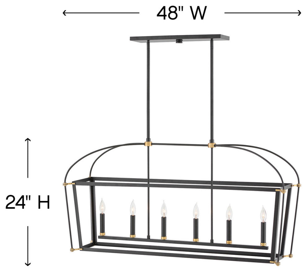 Hinkley Lighting 4054 Selby 6 Light 48"W Taper Candle Linear - Black