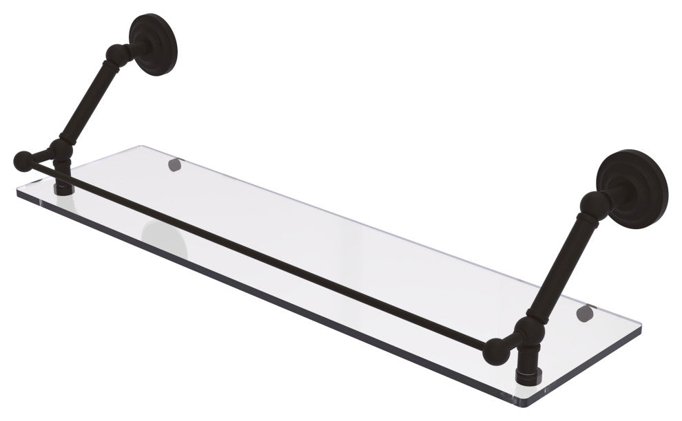 Prestige Que New 30" Floating Glass Shelf with Gallery Rail, Oil Rubbed Bronze