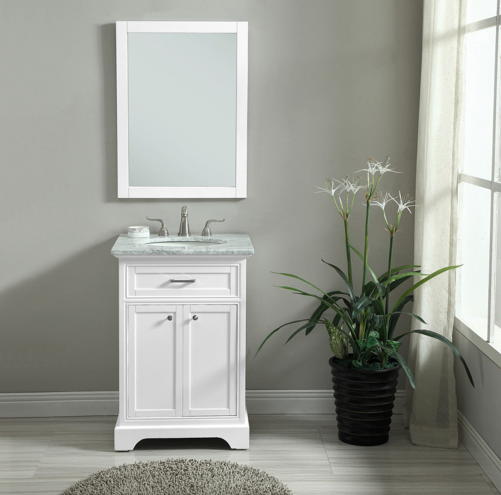 Amber Single Bathroom Vanity, Blue, White, 24"