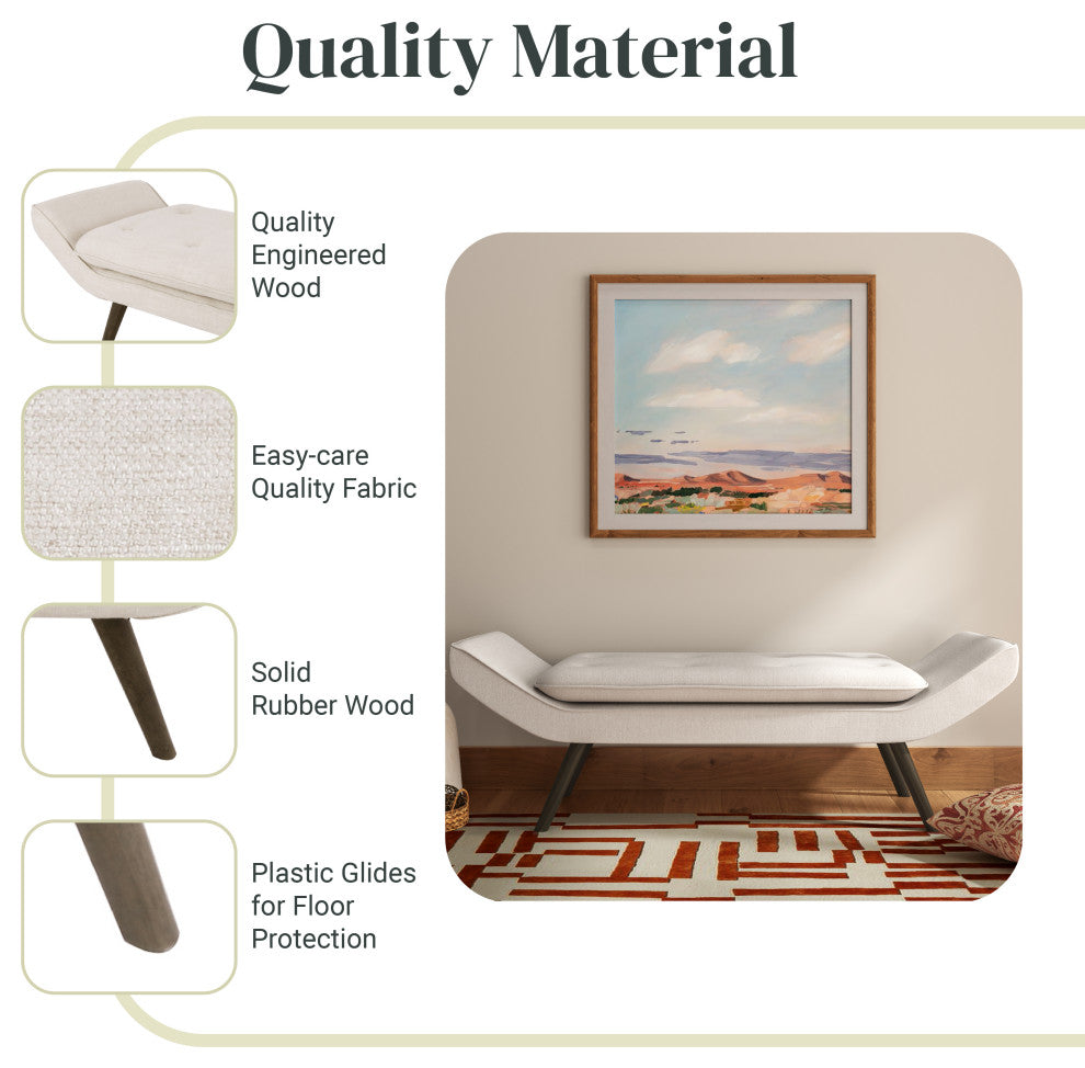 Newcastle Fabric Tufted Bench, Flax