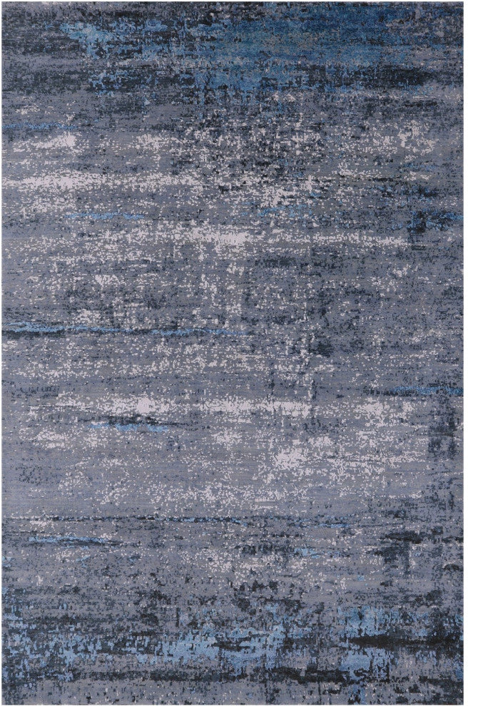 Wool and Silk Abstract Hand Knotted Rug 6' 1" X 9' 3" Q6178