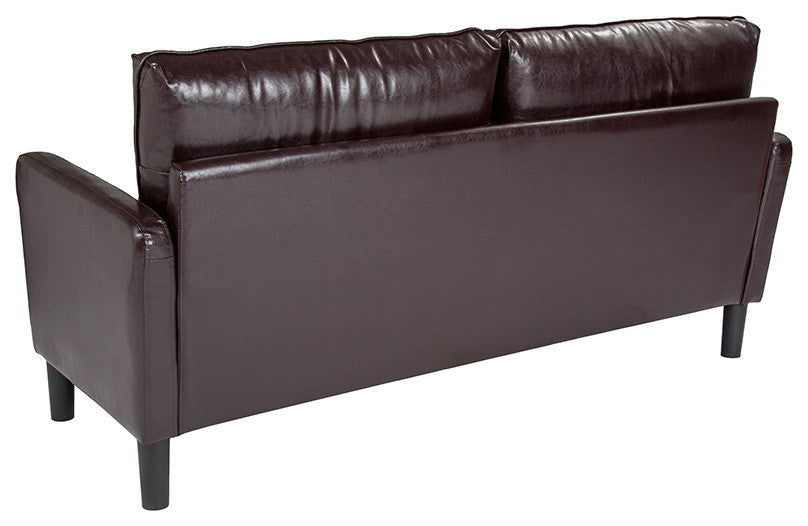 Washington Park Upholstered Sofa, Brown Leather