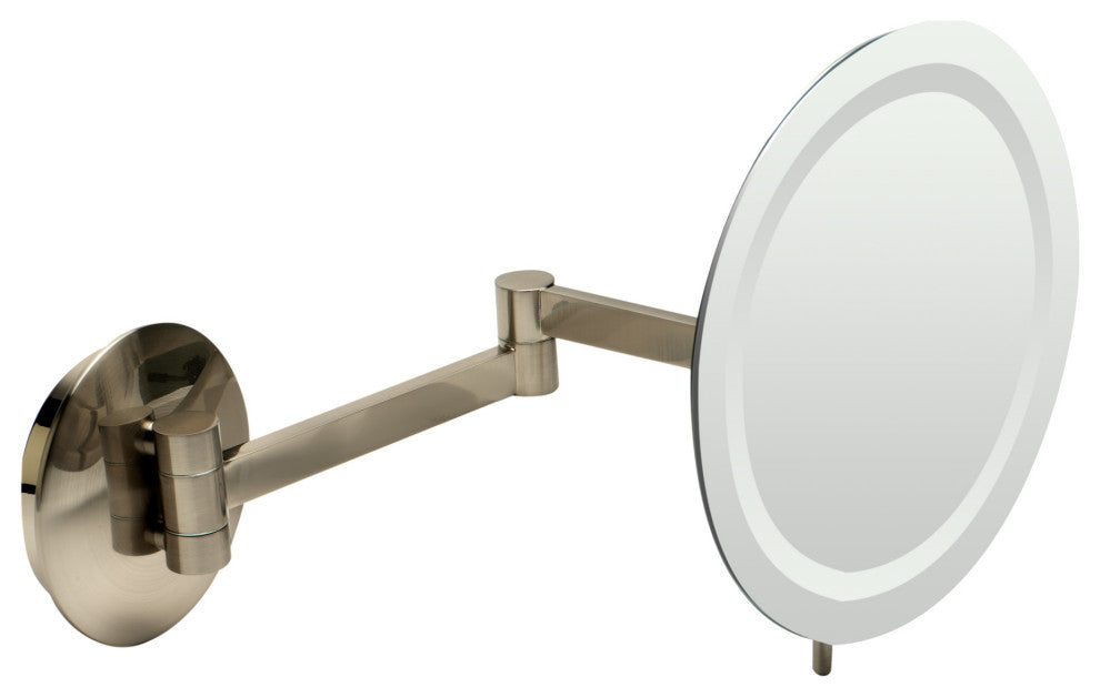 ALFI brand ABM9WLED-BN Brushed Nickel Wall Mount Round 9" Mirror with Light