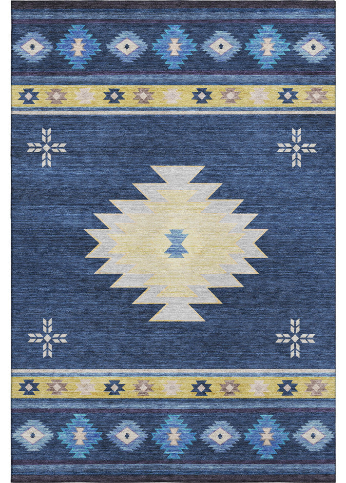 Addison Premium Washable Mayfield AMF179 Blue 5' x 7'6" Rug