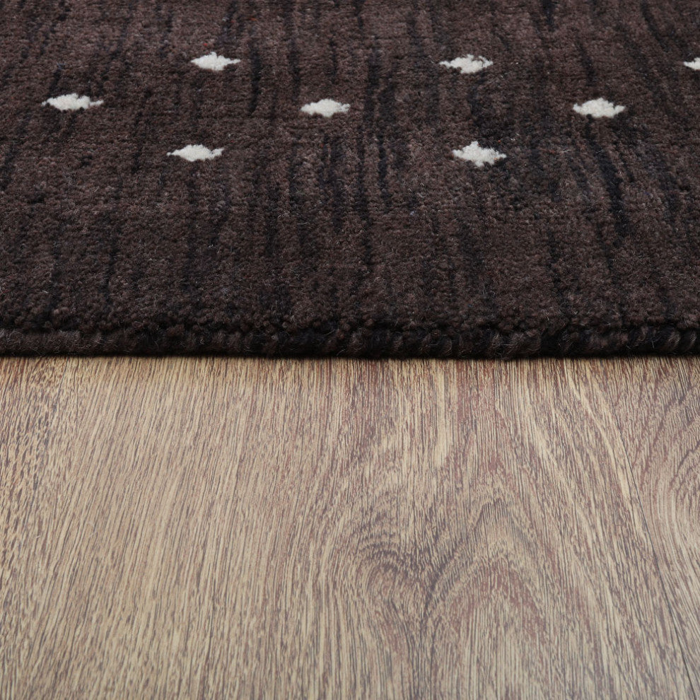 HAND KNOTTED LOOM WOOL ECO-FRIENDLY AREA RUGS - Rectangle, Brown, Contemporary