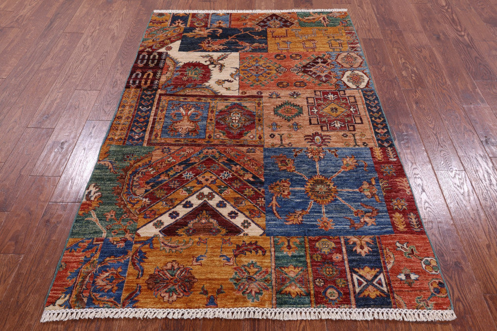4' 2" X 6' 3" Handmade Super Kazak Wool Rug Q11263