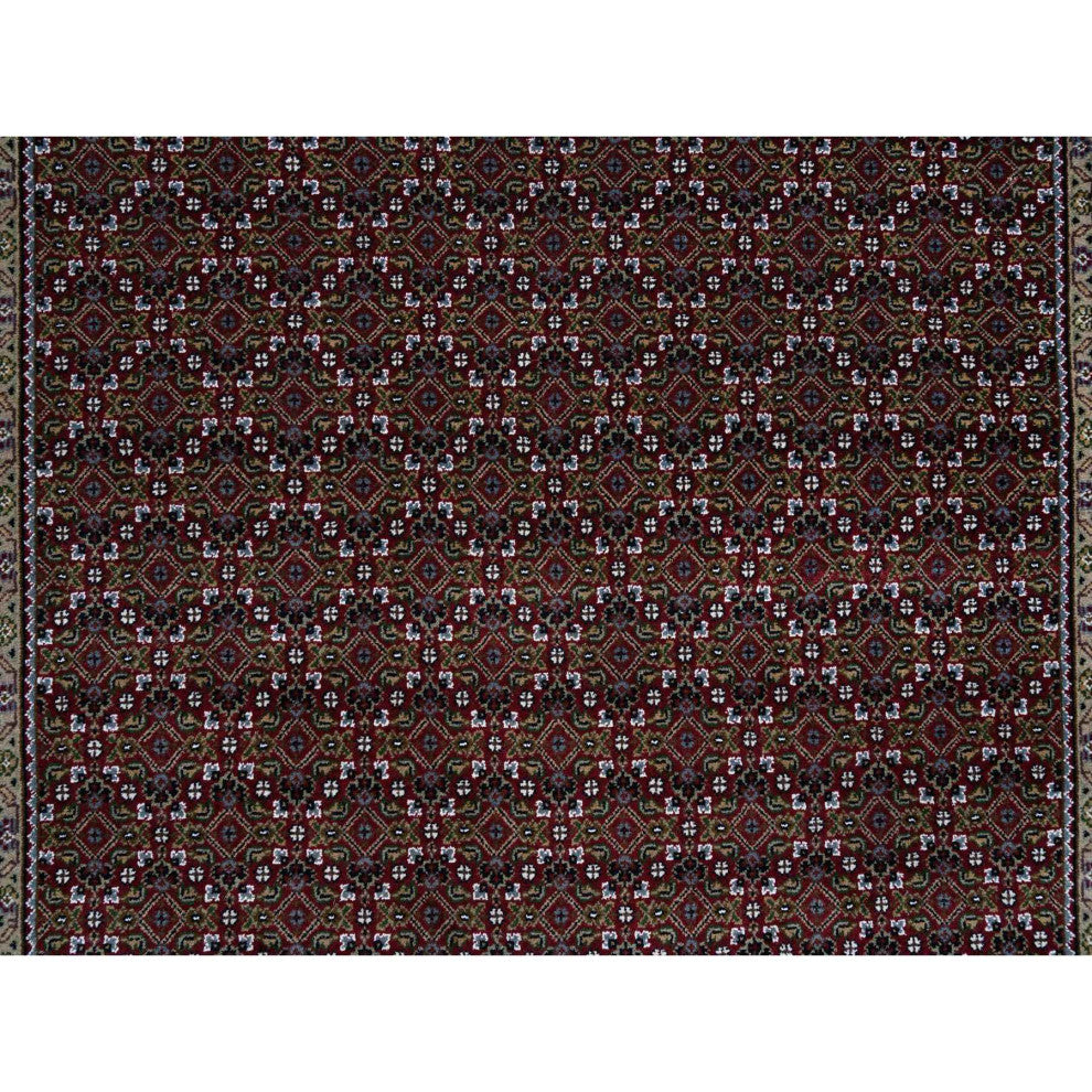 Red Herrita Hand Knotted 175 KPSI Wool and Silk Oriental Rug, 5'9"x8'9"