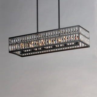 Maxim Lighting Madeline 10-Light Linear Pendant, Black/Beveled Crystal