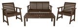 4' Weatherly Bench, Chairs, Conversation Table, 4-Piece Set, Weathered Acorn